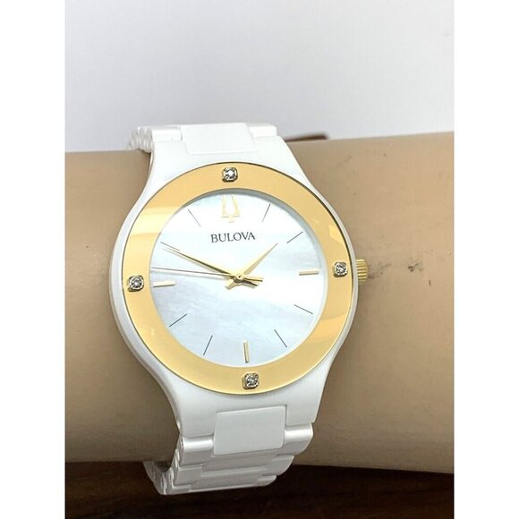 Bulova Women\'s Watch 98R292 Millennia Quartz Gold White Dial Ceramic Dial 35mm main image 5
